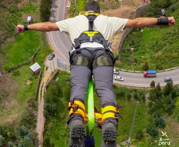 The view of the road and the valley becomes tiny. Spread your arms and feel the victory of conquering one of the world's highest Bungee jumps.