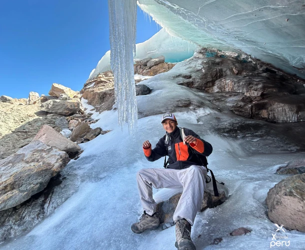 Gaze upon the imposing Ausangate glacier ($20,945 \text{ ft}$), a vital water source and Cusco's highest snow-capped peak. The glacier's vastness and ancient ice create a spectacular Andean polar landscape.