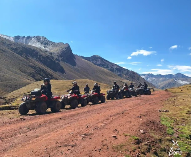 The exciting quad bike route taking you through the Vilcanota Mountain Range. Enjoy the group ride and adrenaline, with open landscapes and clear skies typical of mid-morning.